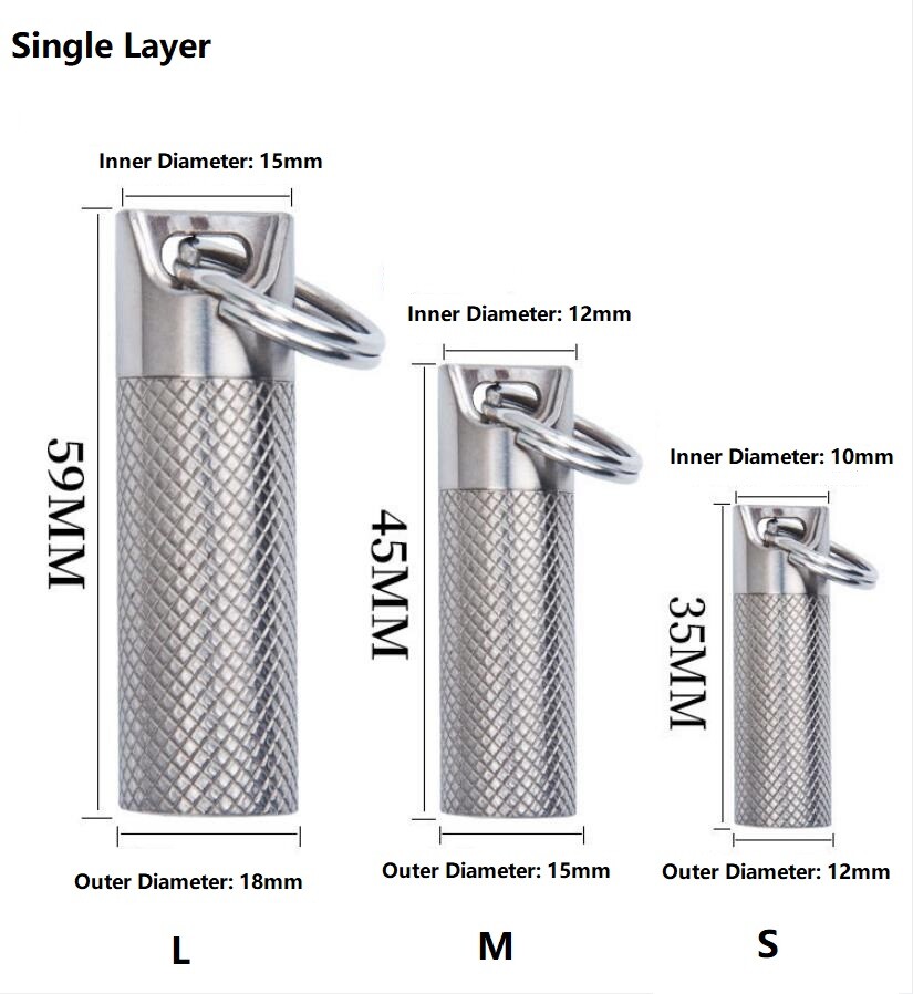 Titanium Alloy Keychain Pill Holder Container Medicine Storage Case Waterproof