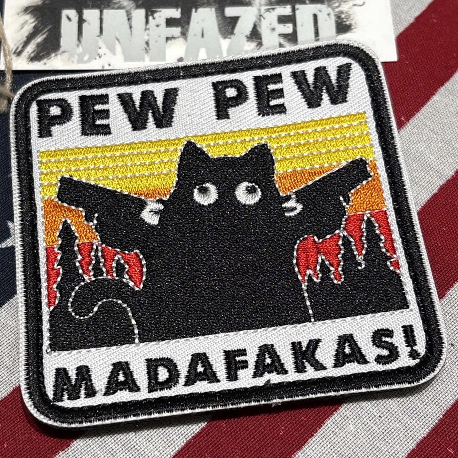 Pew Pew Mada… Square Patch Hook & loop High Quality Embroidery 3”