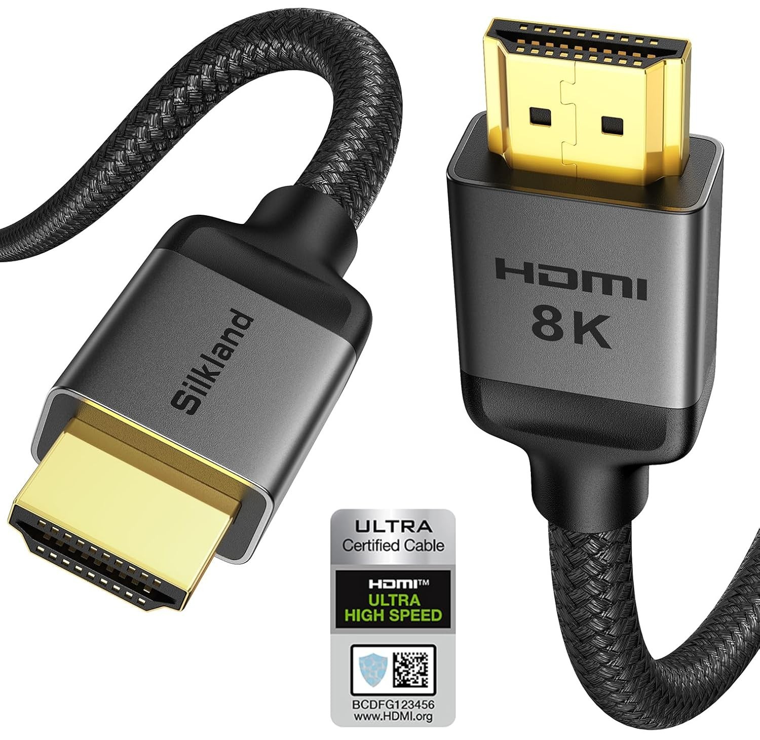 6.6ft HDMI 2.1 Cable - eARC, HDCP 2.2/2.3, Exceptionally Durable Braided Design