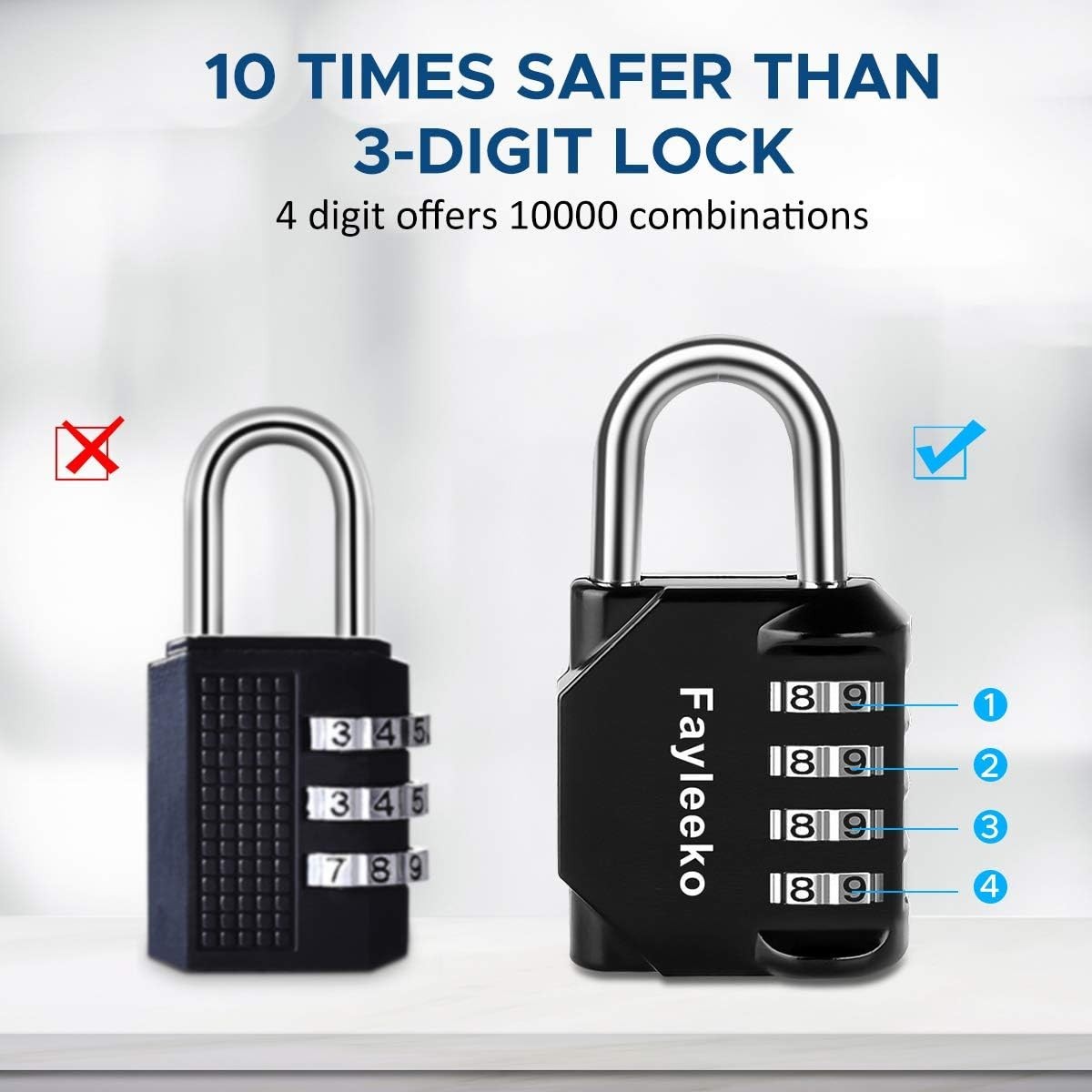 Multi-Use Resettable Combination Locks - Black Finish 4 Pack