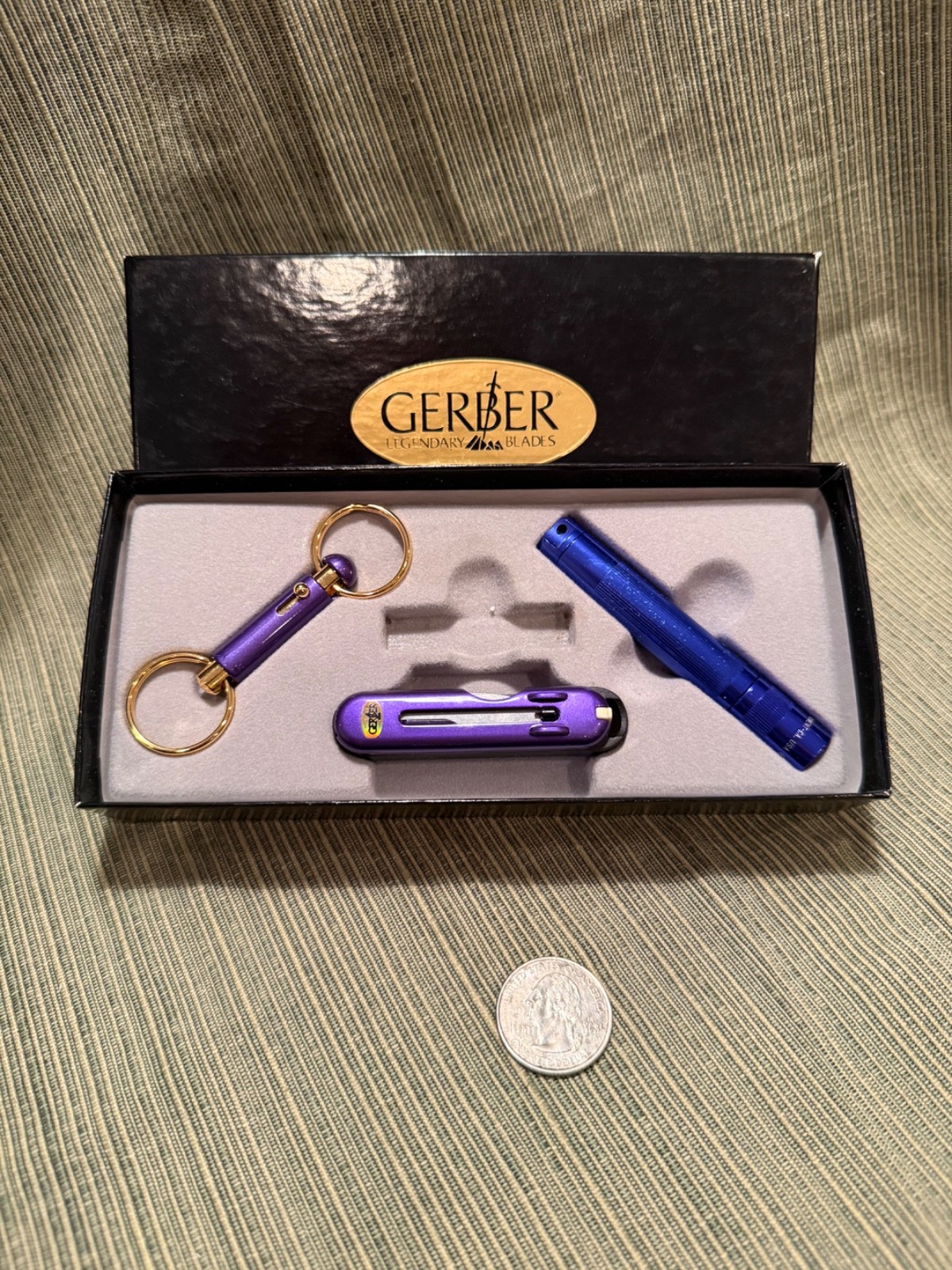 Gerber Key/Mag Set 08235 Purple Keychain Multitool Flashlight NIB NOS