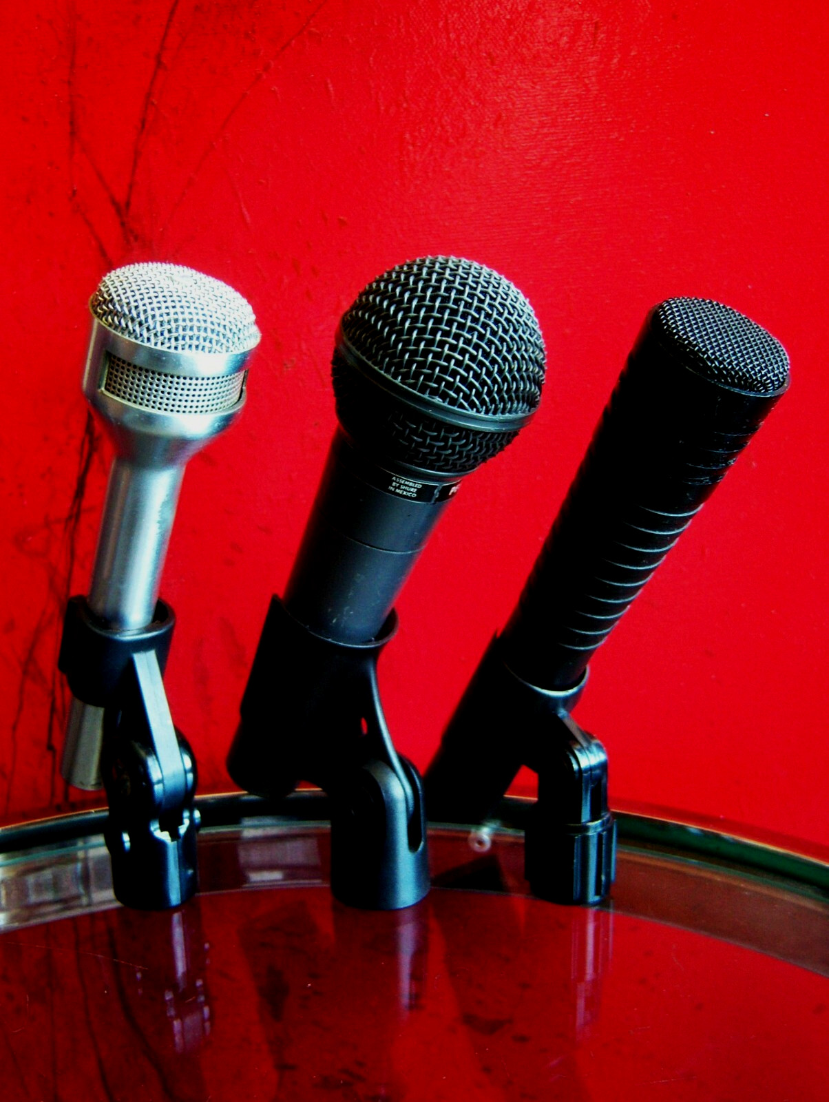 Vintage 1980's lot Shure AKG E.V microphones w clips PROP MICS D70ME PE85L 627B