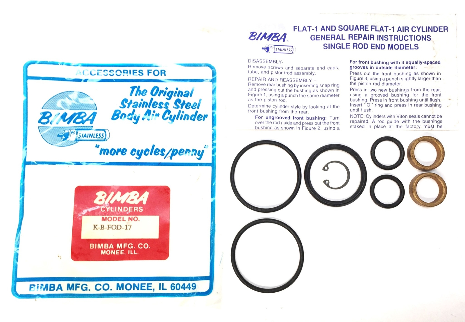 Bimba Pneumatic Cylinder Seal Kit K-B-FOD-17 NOS