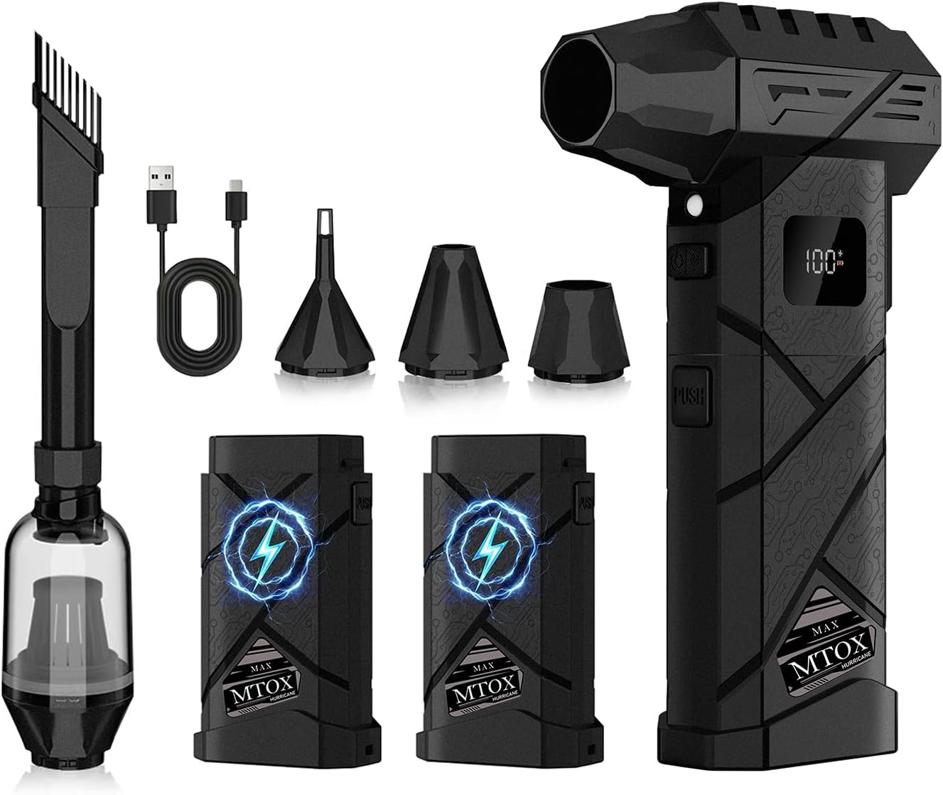 Compressed Air Duster, 2 Swappable Battery,150,000Rpm Super Power Rechargeable E