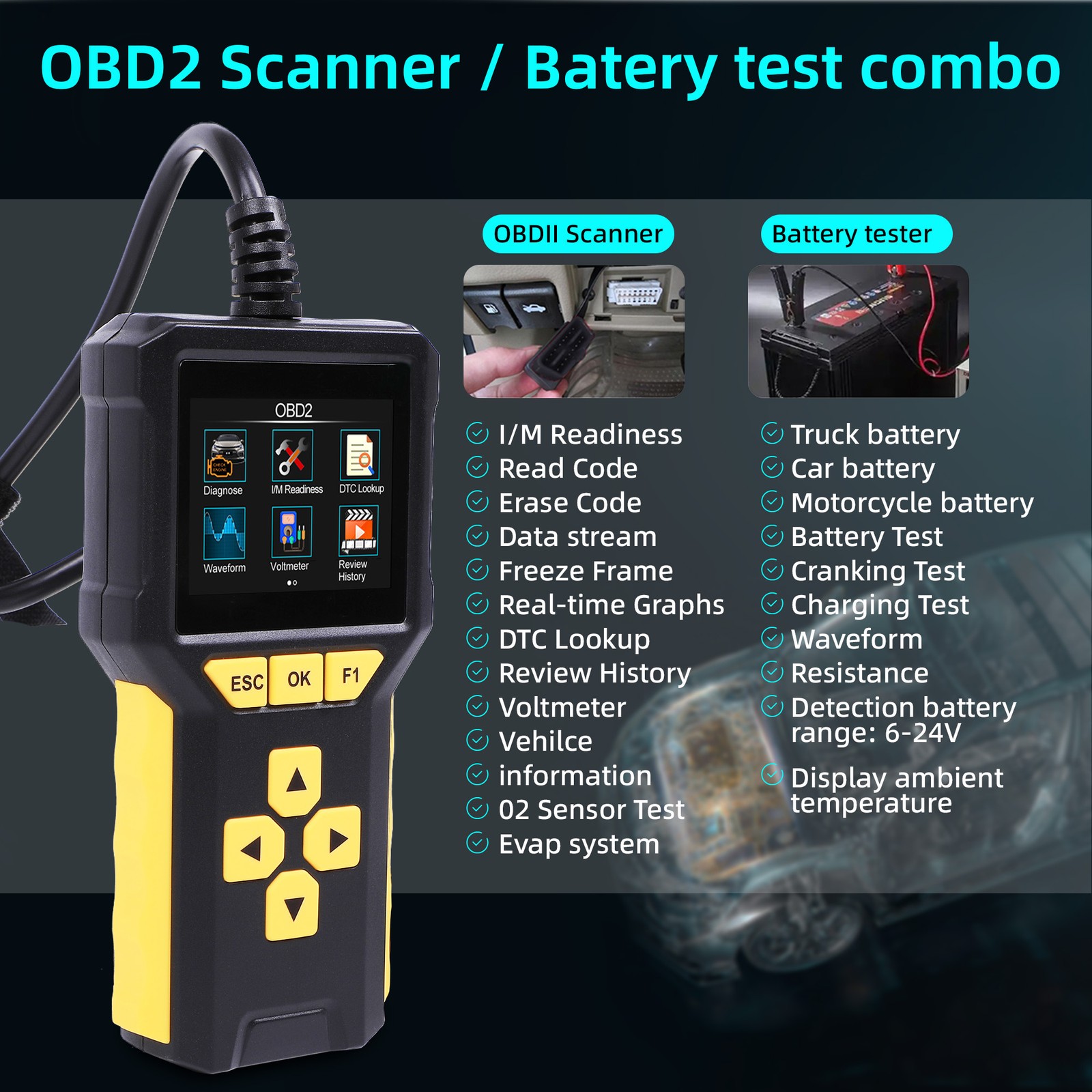 Automotive OBD2 Scanner OBD Code Reader Car Diagnostic Tool Check Engine Fault