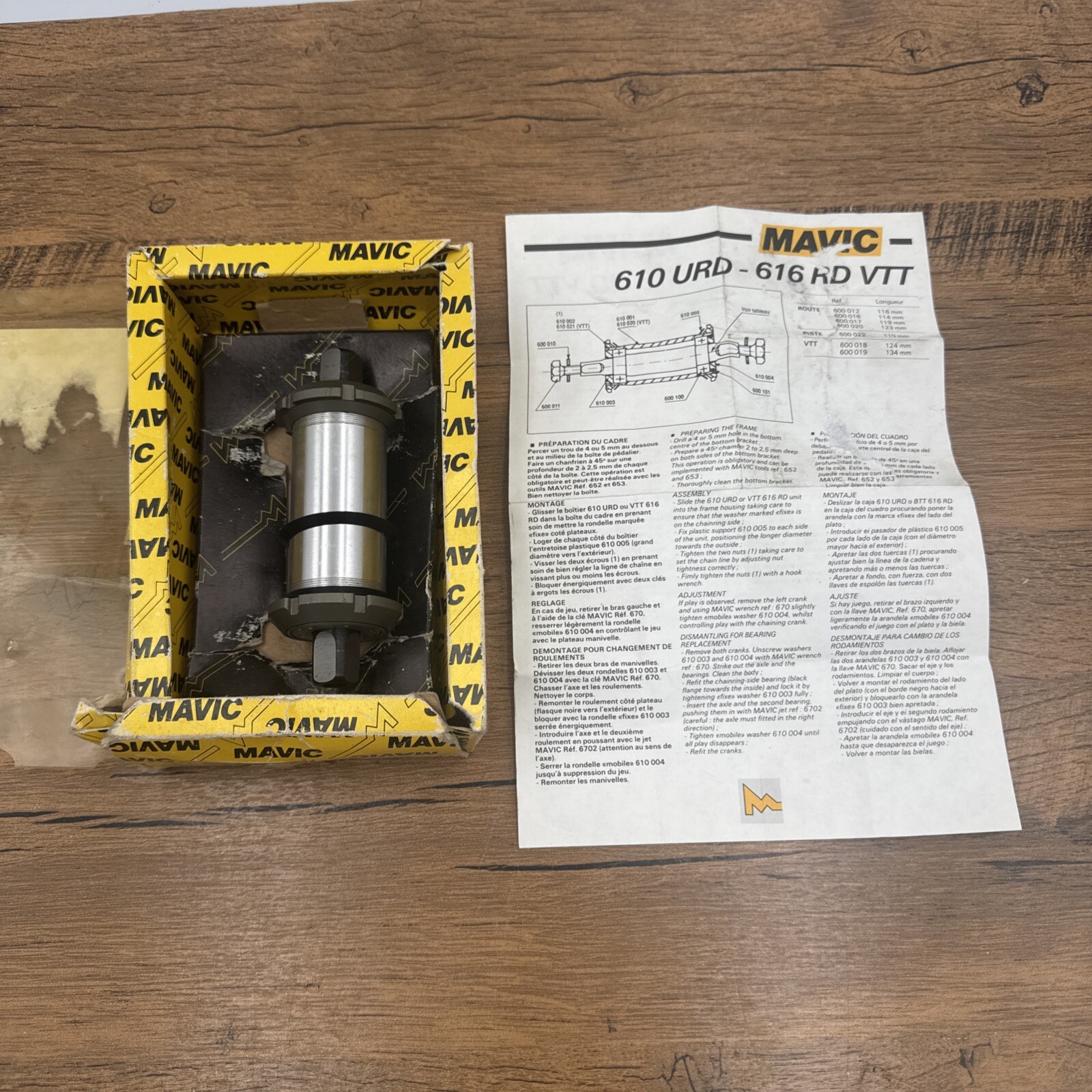 NOS VINTAGE MTB Bottom Bracket Mavic 616 .RD 124mm