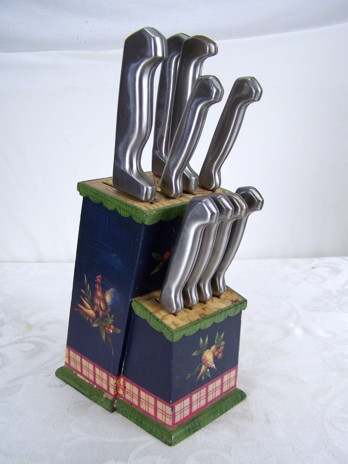9 Piece Knife Set with Painted Wood Block