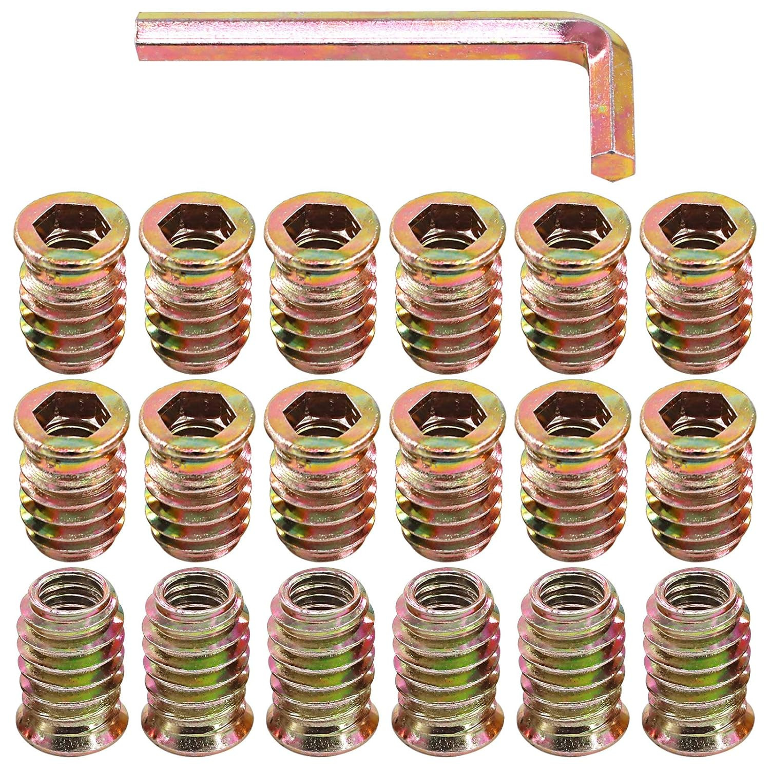 50Pcs 5/16"-18 X20Mm Threaded Inserts Nuts Zinc Plated Carbon Steel Hex Socket D