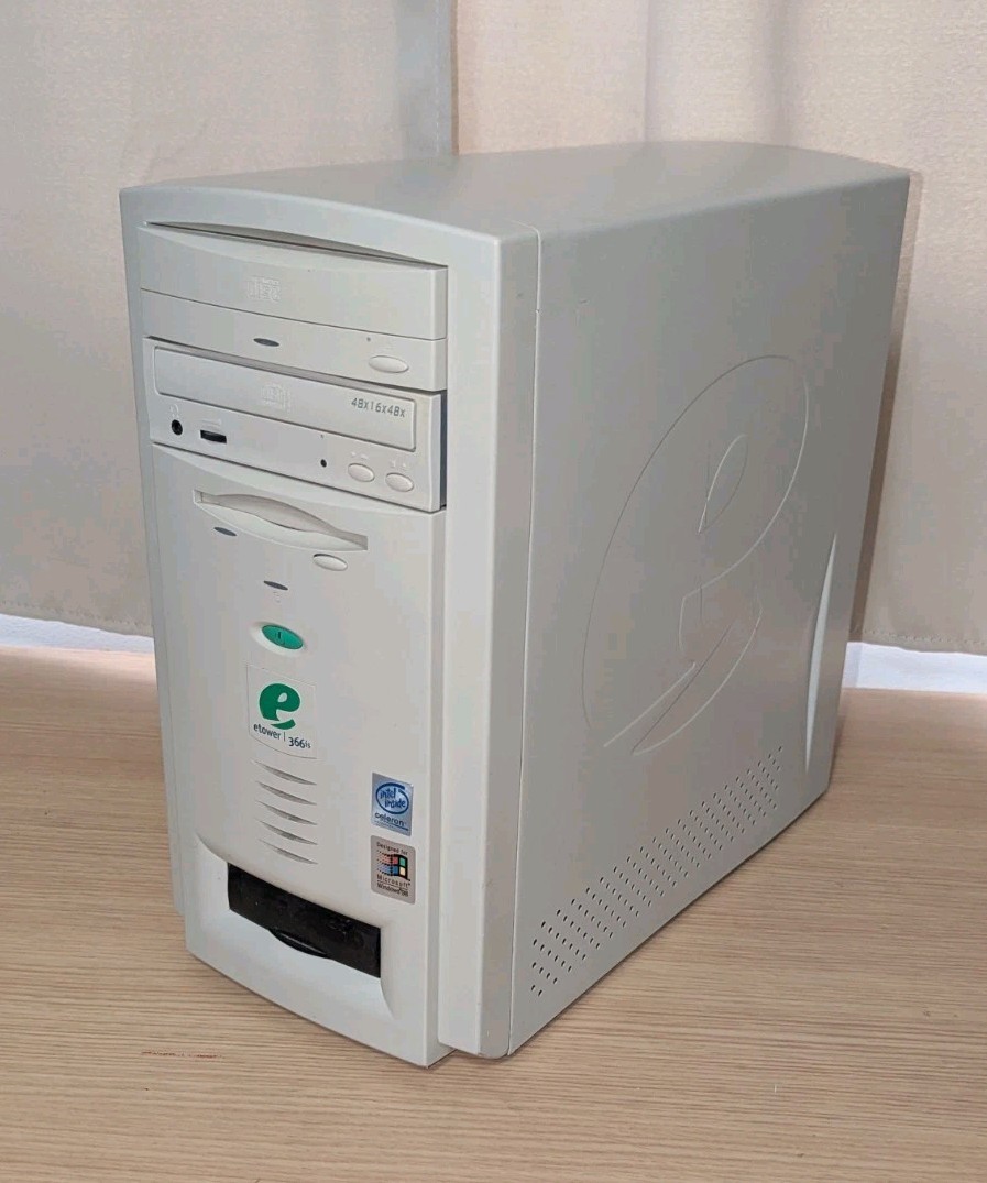 Vintage eMachines eTower 366is PC Beige Case Windows 98 166mb Retro WORKING!