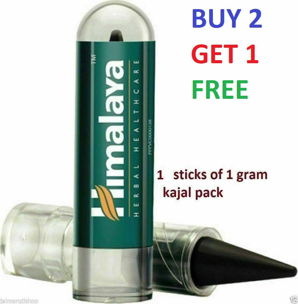 Himalaya Herbals Kajal, Black, 1g Matte Finish 100%Black Natural Colour Buy 2 Ge