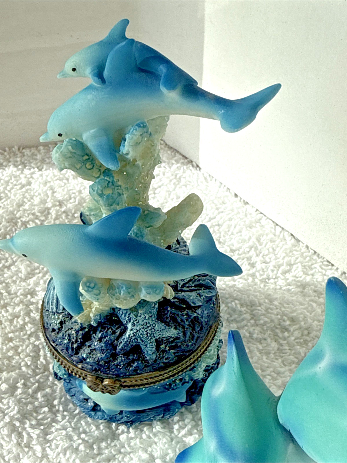Dolphin Hinged Trinket Box and Figurine Set