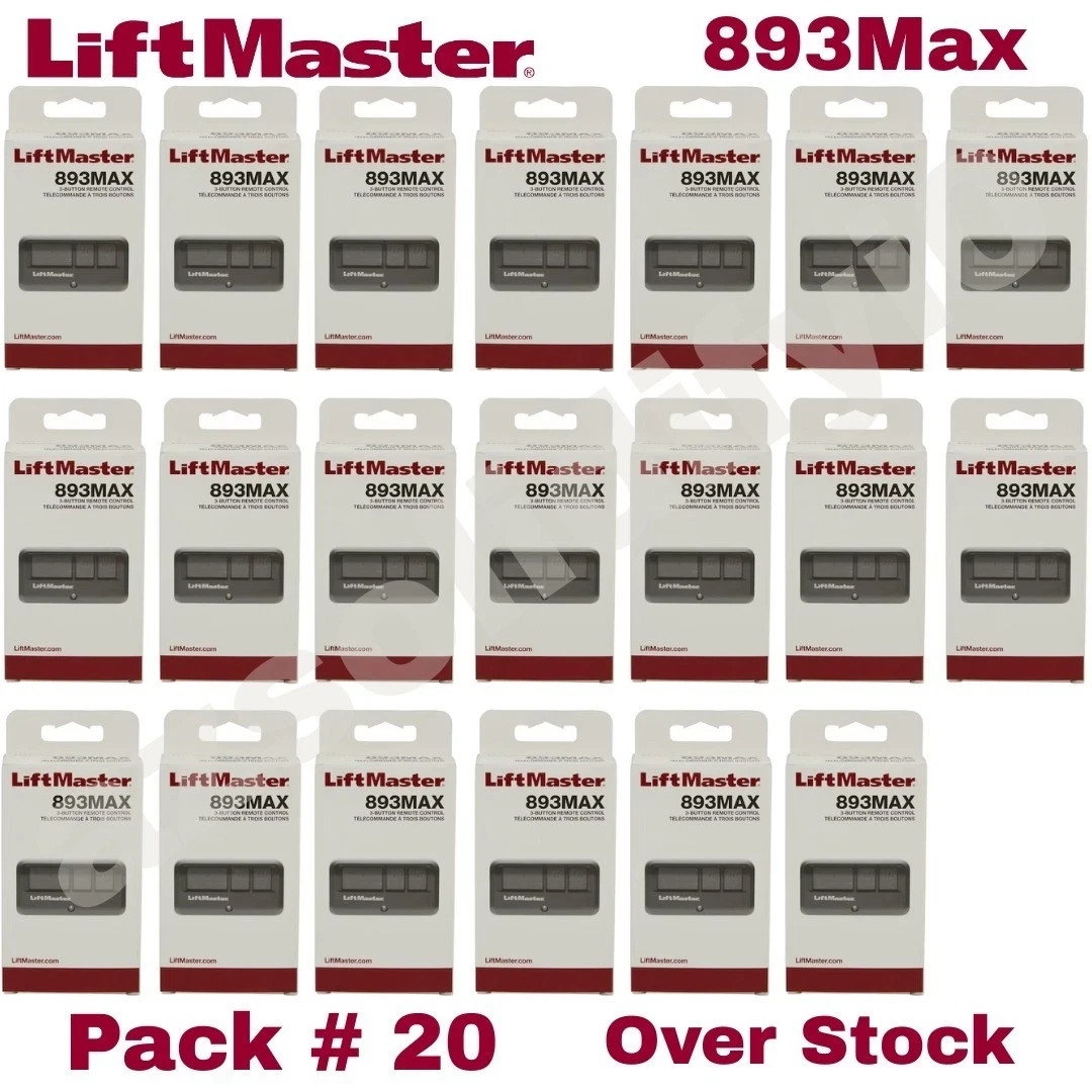 893MAX 3 Button LiftMaster Visor Remote Control Garage Door Opener PACK # 20
