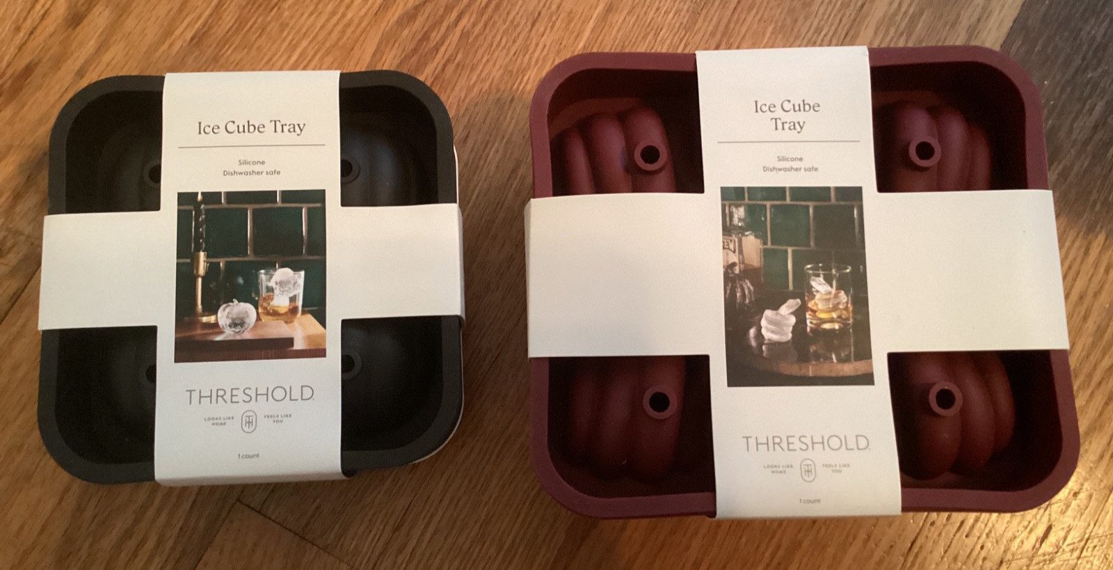 2 New Threshold Target Halloween Pumpkin & Snakes Silicone Ice Cube Trays
