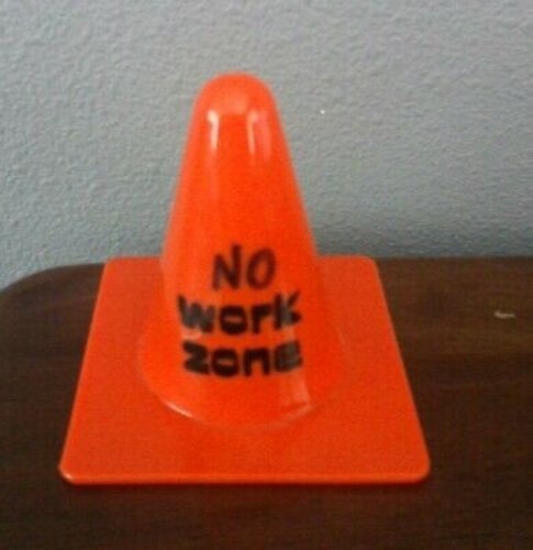 toy orange cones "no work zone" rubber flexible fun gift desk prop 4.5" lot of 2