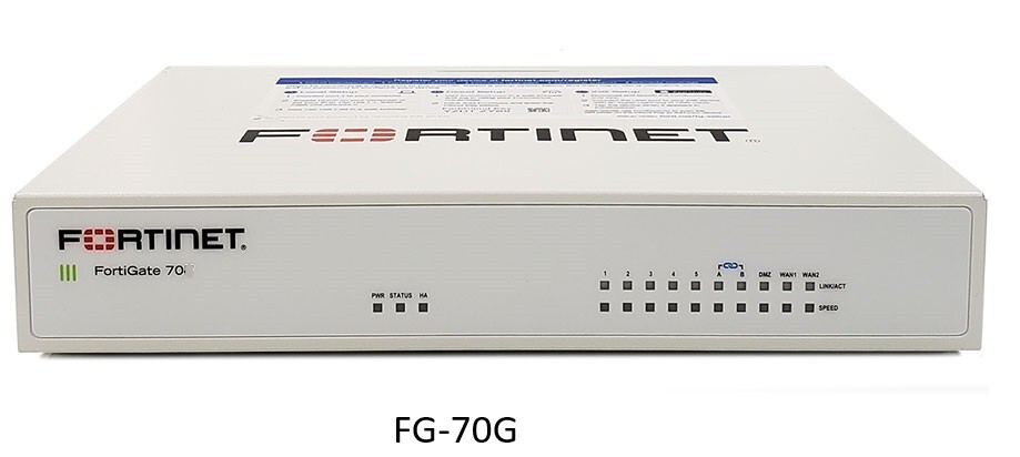 Fortinet Firewall FortiGate-70G 10 x GE RJ45 7 x Internal ports 2 x WAN 1 x DMZ