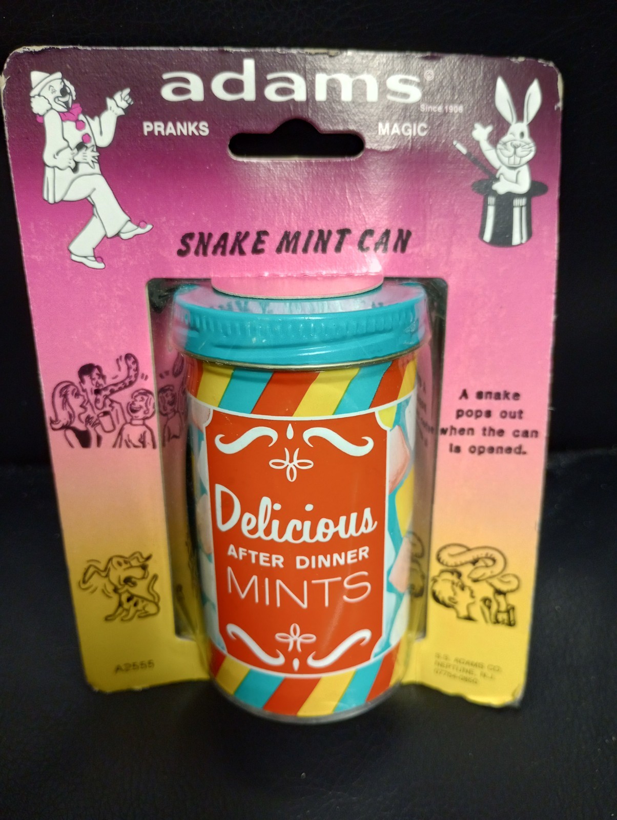 Vintage S.S. Adams "Snake Mint Can" — Pink Card Version — Sealed NOS | A2555