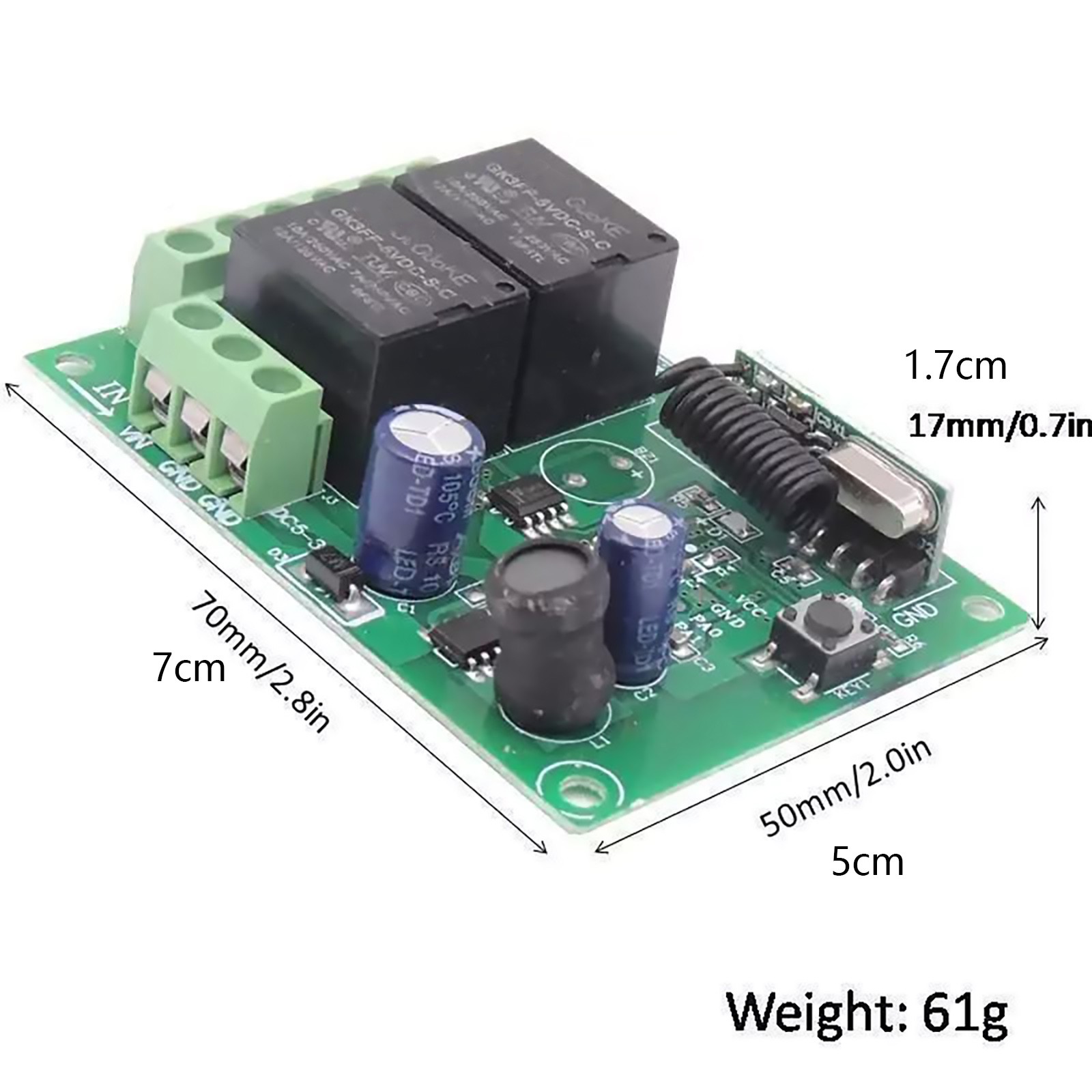 DC 6V 12V 24V 2CH RF Relay Transmitter Wireless Remote Control 433MHz Universal