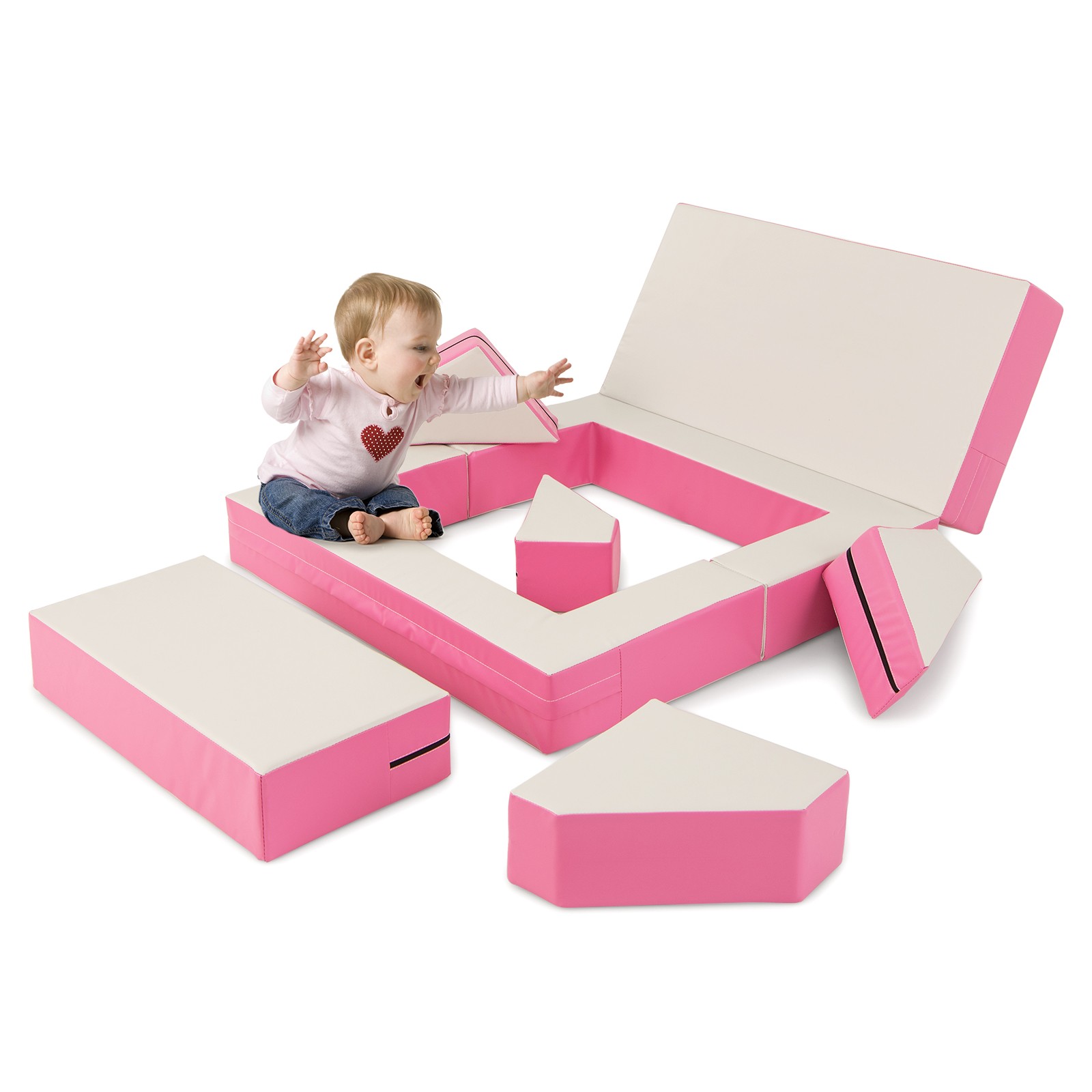 Children 6 PCS Combination Sofa Set Foam Playset w/PU Leather Cover for Playroom