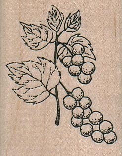 BlueBerries & Leaves 1 3/4 x 2 1/4" Rubber Stamp,  Plant Stamp, Blue Berries Sta