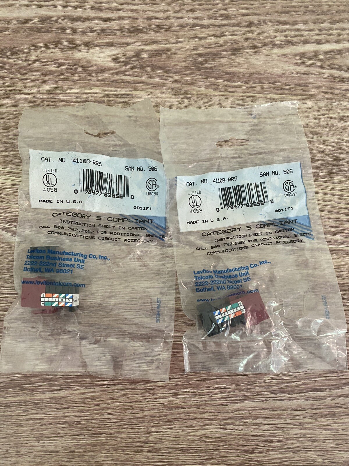 Leviton Cat 5 QuickPort Connector, Red, 41108-RR5, Lot of 2
