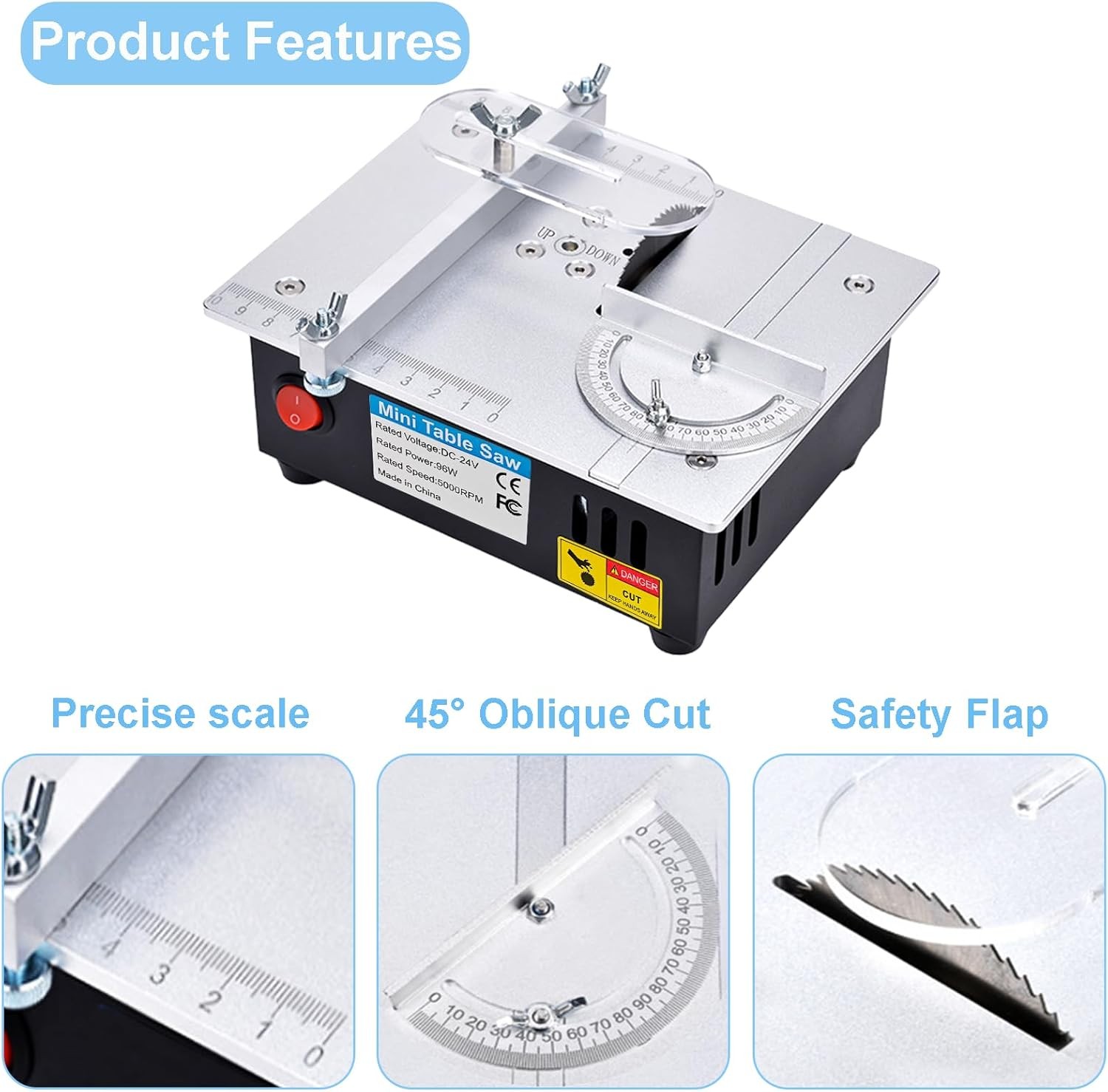 [TIMILAND] Mini Multi-Functional Table Saw S6 Cutter Speed、Angle、0-1/2inch hight