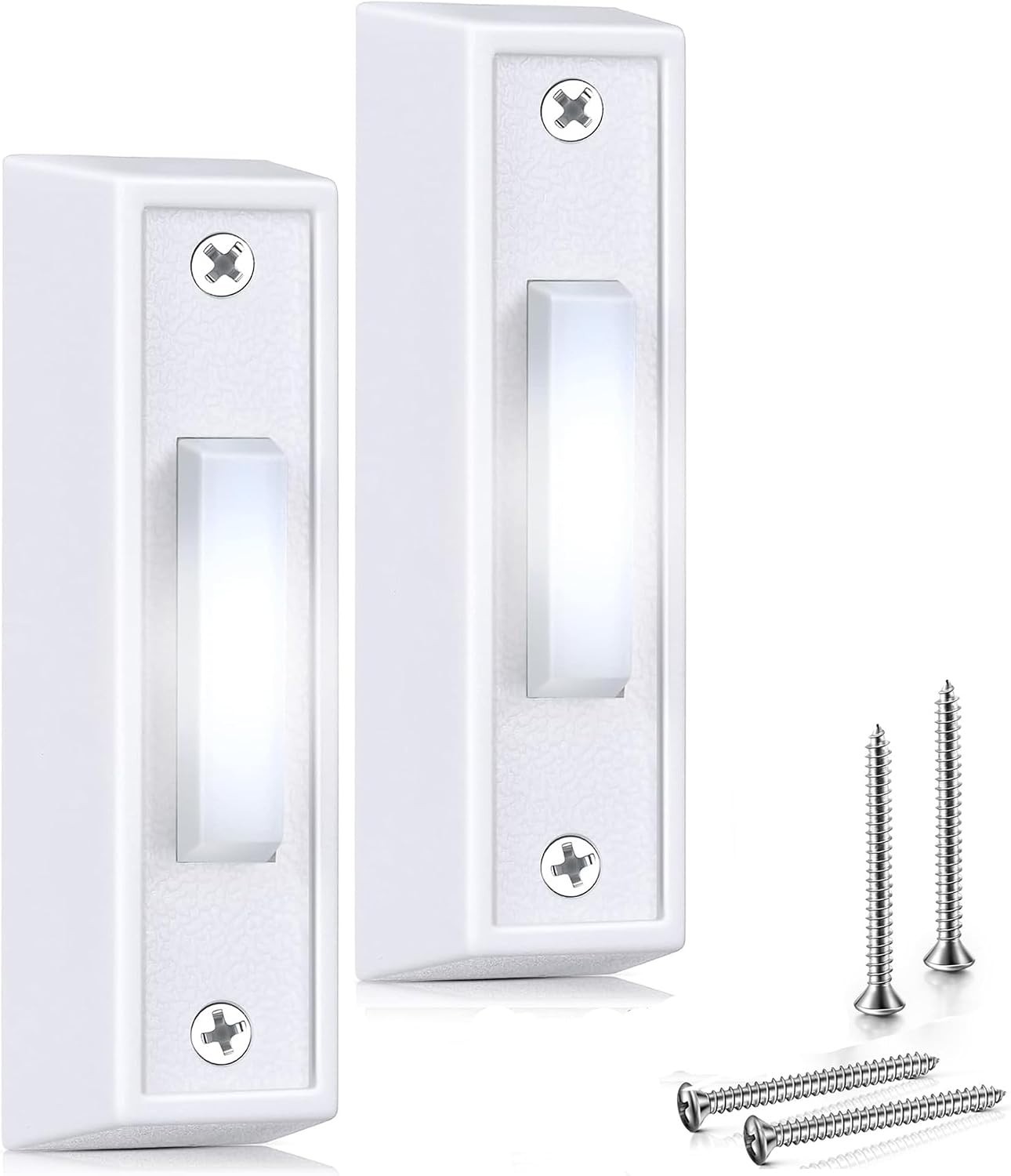 Lighted Push Button Doorbell - Energy-Saving Wired Solution (Pack of 2)