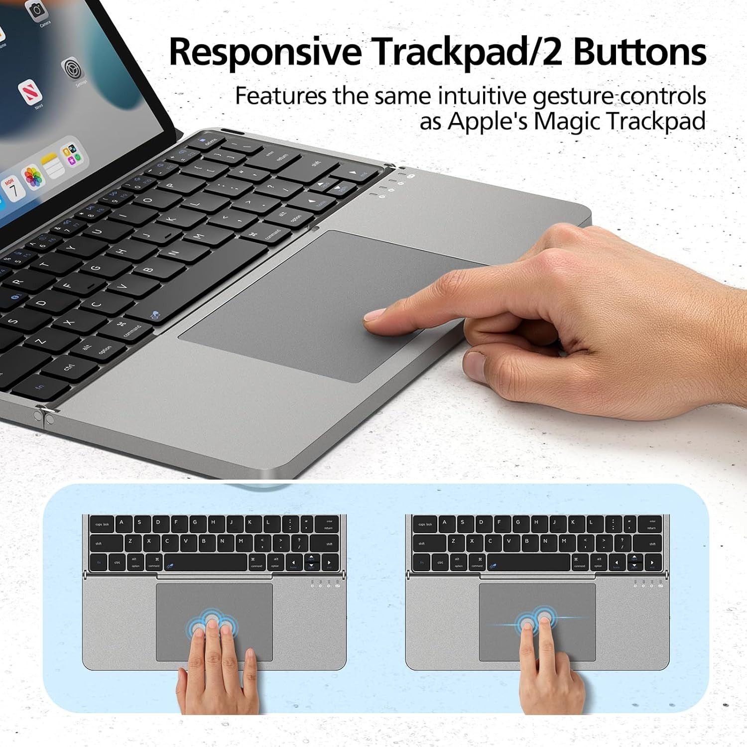 MicroPack Foldable Bluetooth Keyboard with Touchpad & Stand for Grey