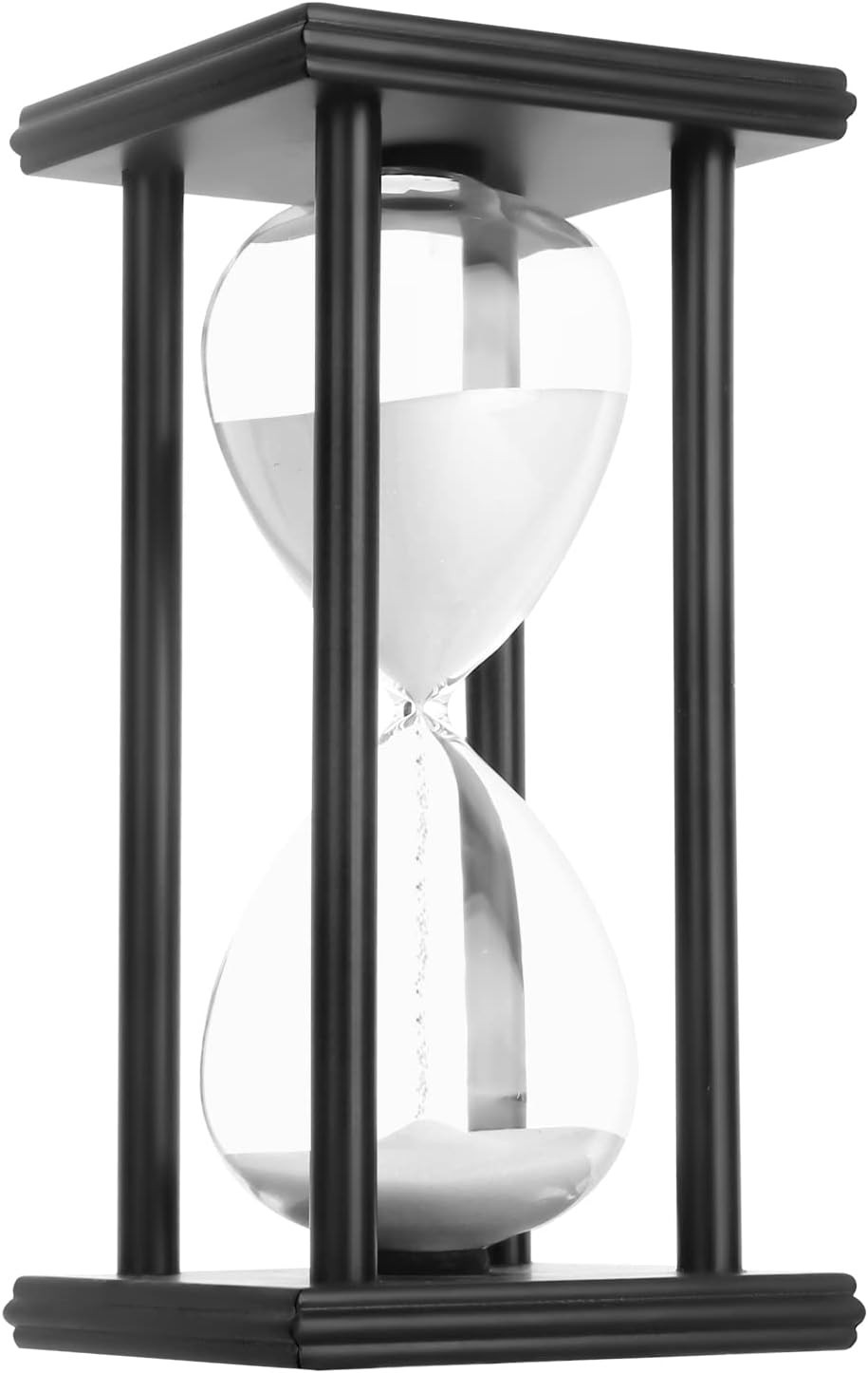 Hourglass 30 Minute Decorative Sand Timer, Black Wooden Frame Black Sand Clock