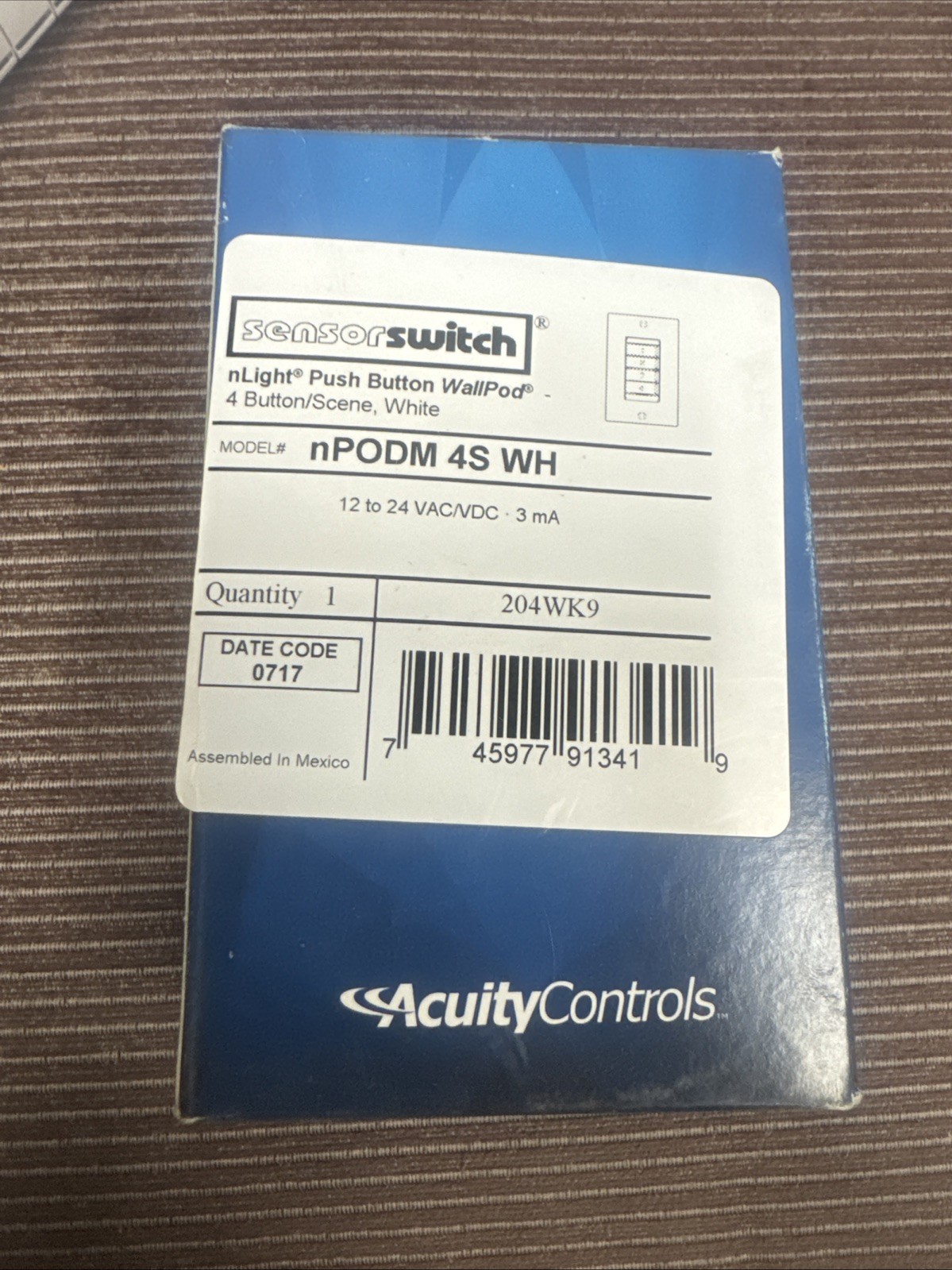 NEW nLight SensorSwitch Push Button WallPod nPODM 4S WH 204WK9