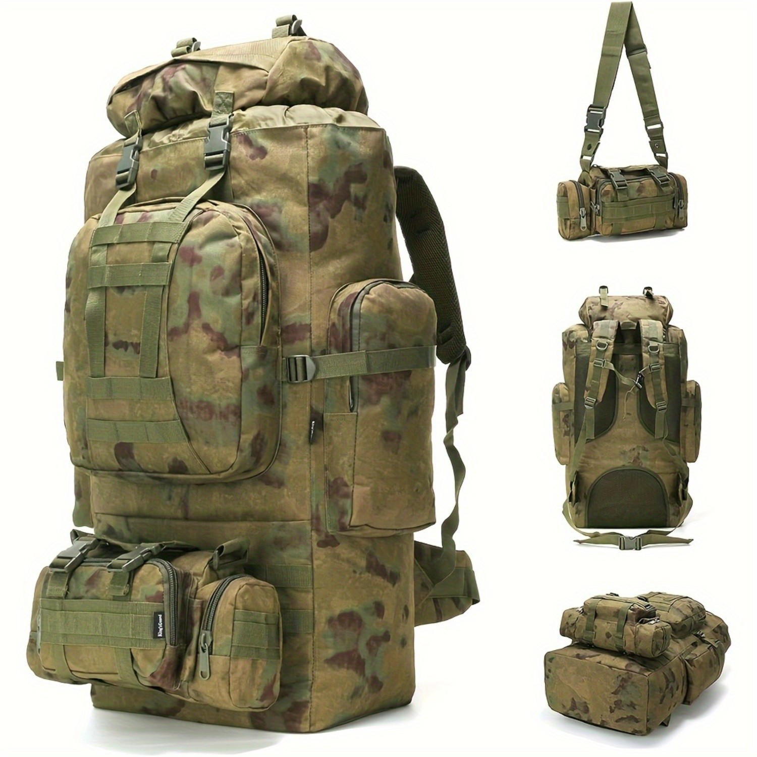 100L Mountaineering Hiking Camping Backpack (Ruins Green)