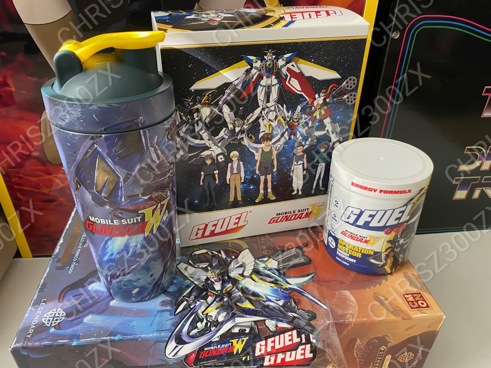GFUEL Gundam Wing Operation Meteor Collector's Box Metal Shaker + Tub G FUEL