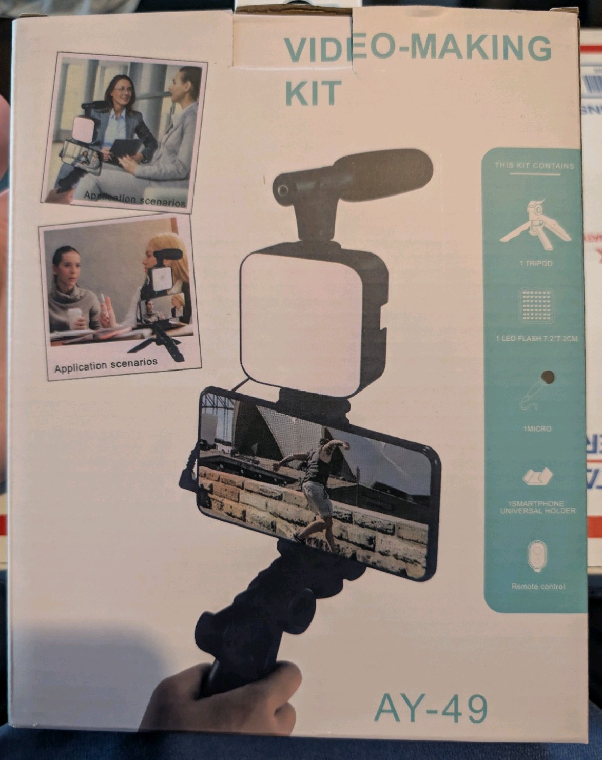 AY-49 Live Broadcast Video Making Kit Black, Tripod, Light, Microphone, remote