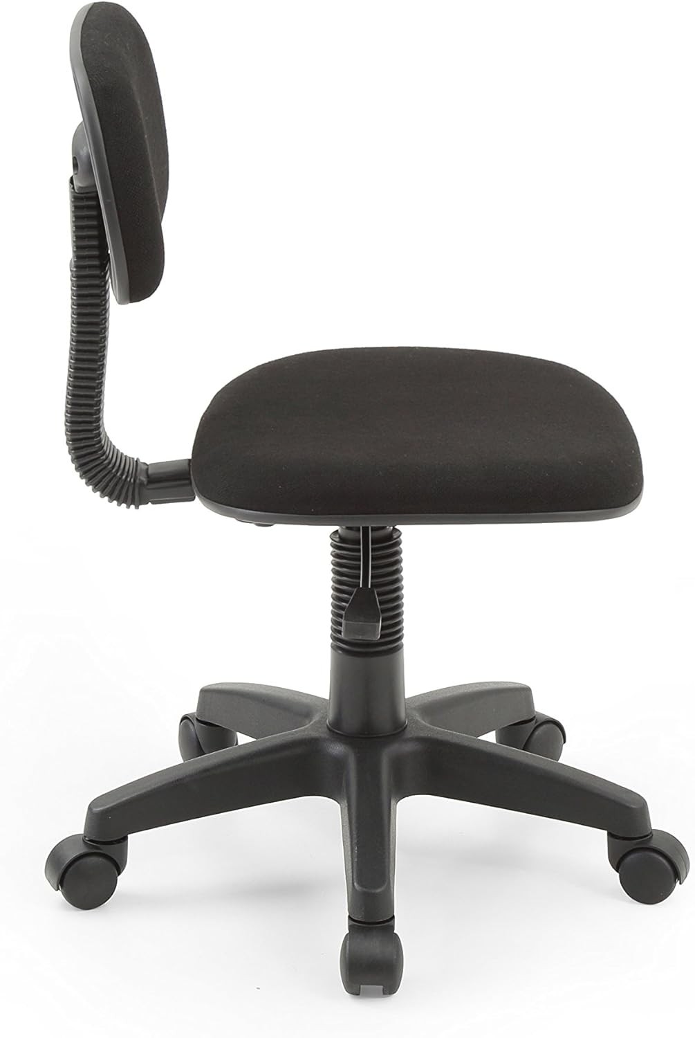 Hodedah Armless, Low-Back, Adjustable Height, Swiveling Task Chair with Padded