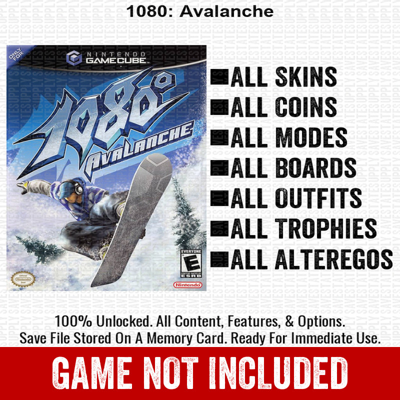 1080 Avalanche 100% Nintendo GameCube Memory Card Save CHEATS