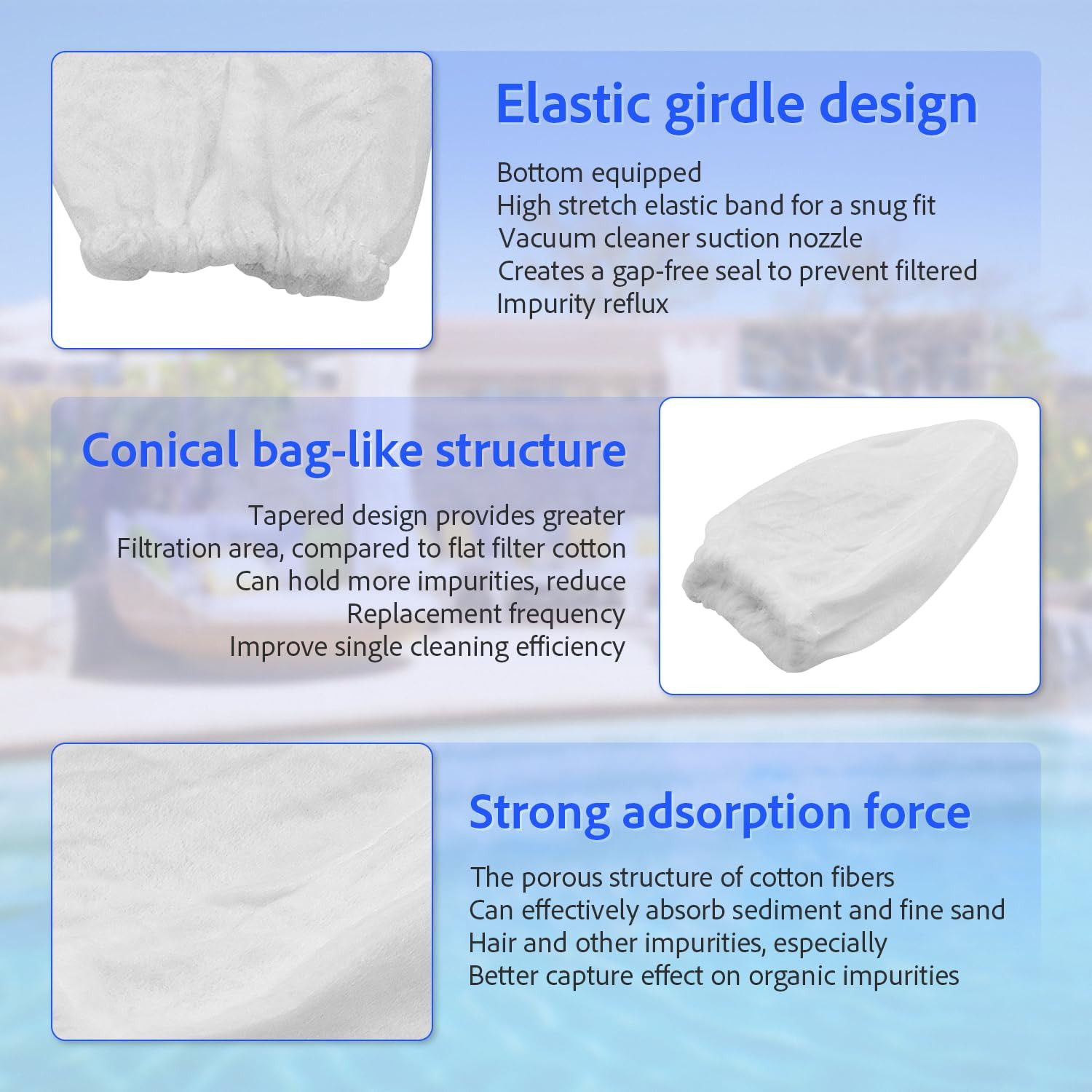 Replacement Vacuum Filter Cotton for Pool Blaster (3 Pack)