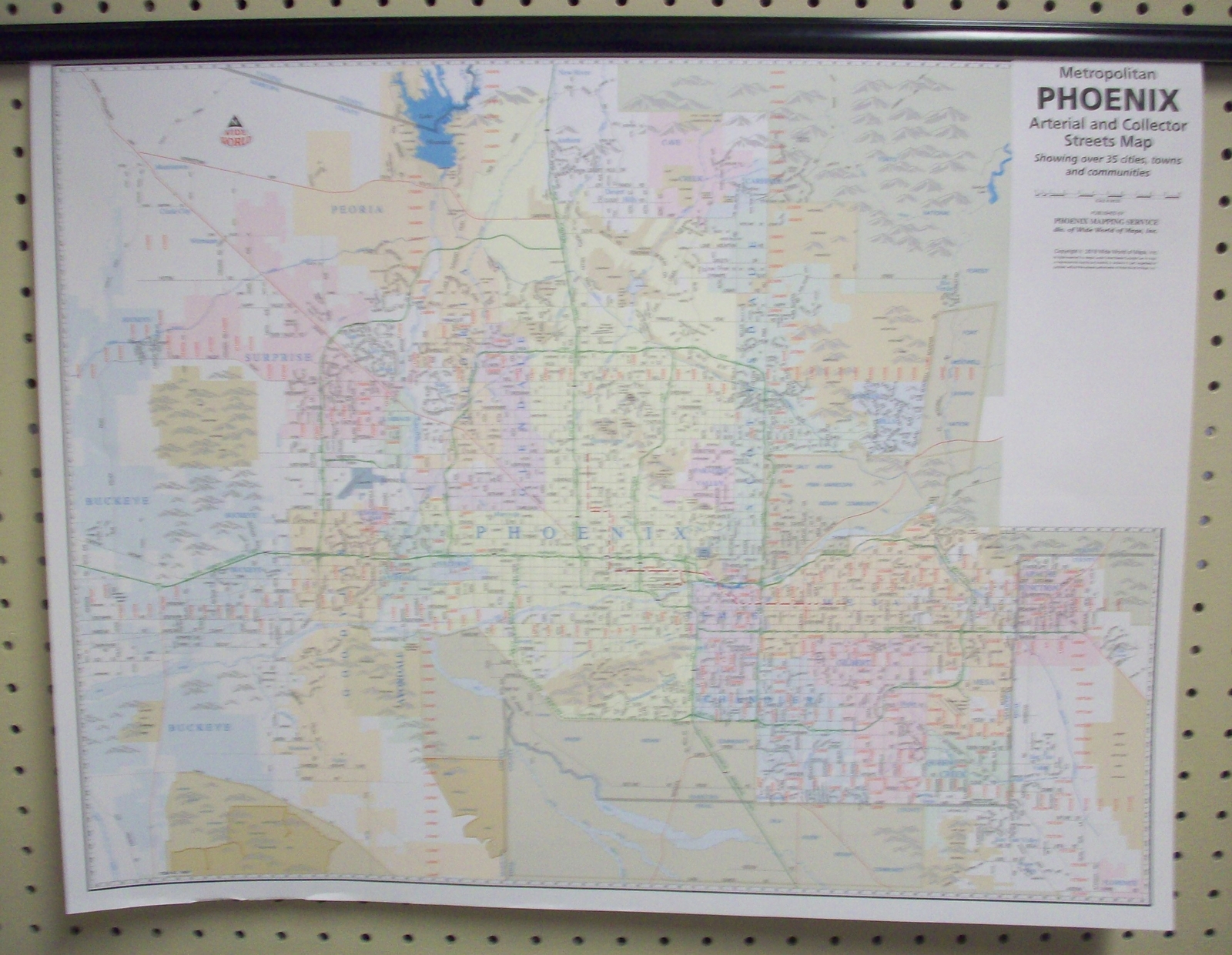 Metropolitan Phoenix Arterial and Collector Streets Desktop Map Gloss Laminated