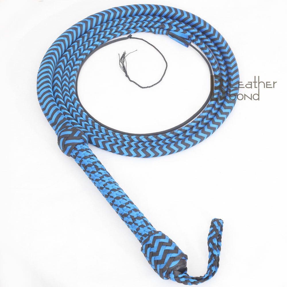 Nylon Para-cord 06 to 16 Foot 16 Plaits Bull Whip Star Triaxial Bullwhip Leather