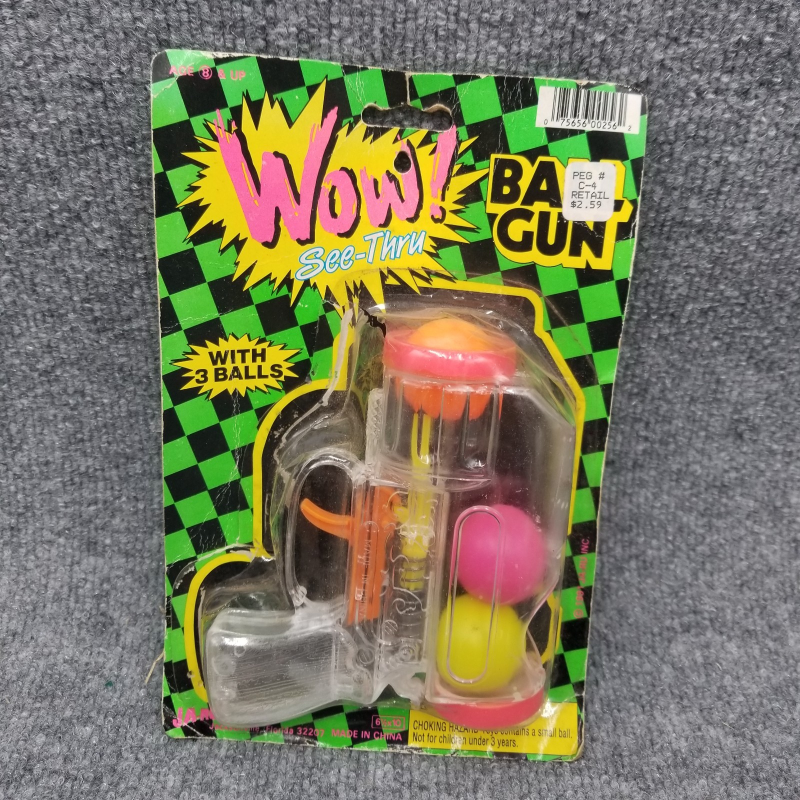 Vintage Ja-Ru Wow! Ball Gun With Three Balls See-Thru With Cut Out Targets 90s