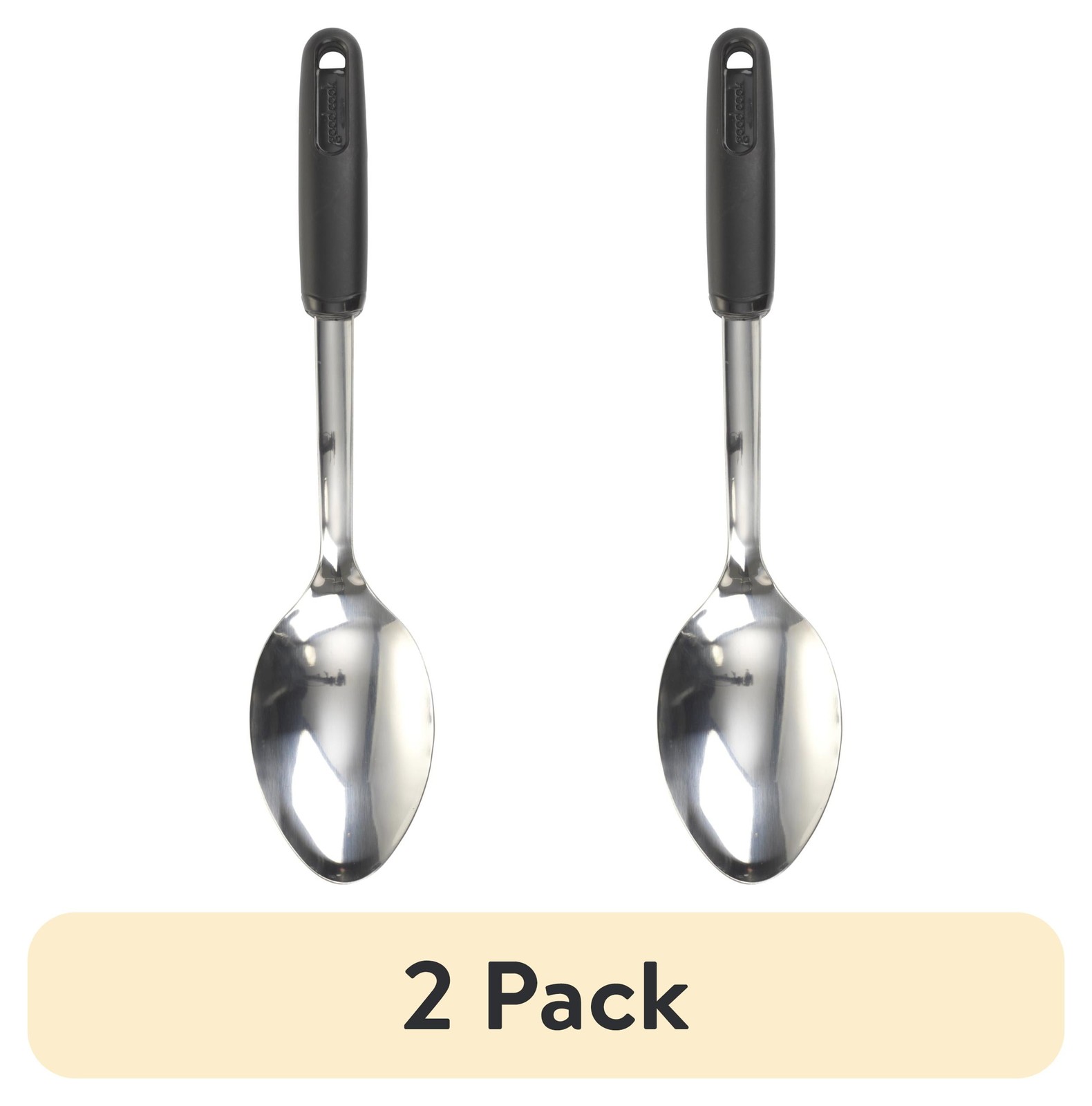 (2 pack)   13" Stainless Steel Basting Spoon, Silver and Black