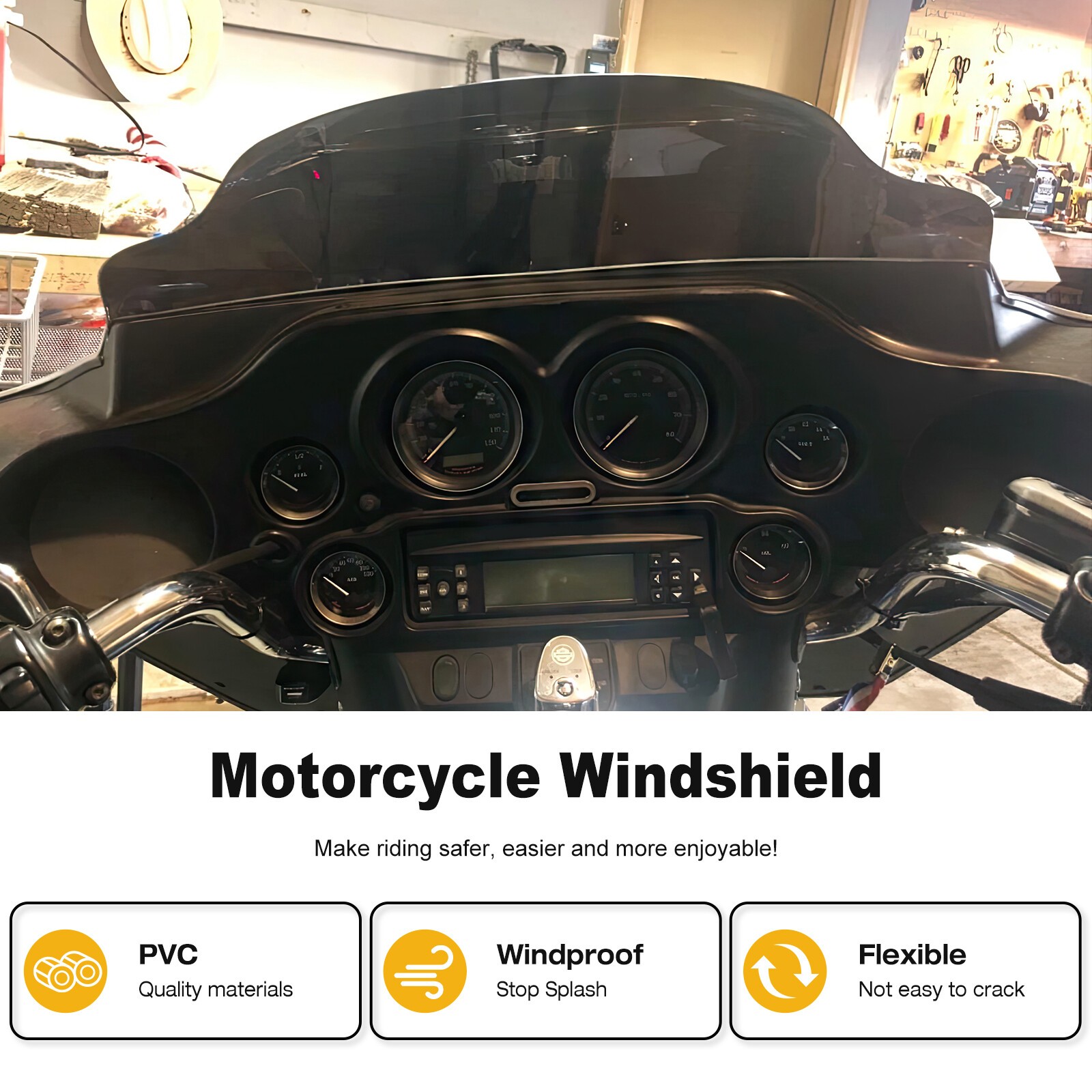 6" Wave Windshield Windscreen Fairing For Harley Electra Glide Classic CVO 2004