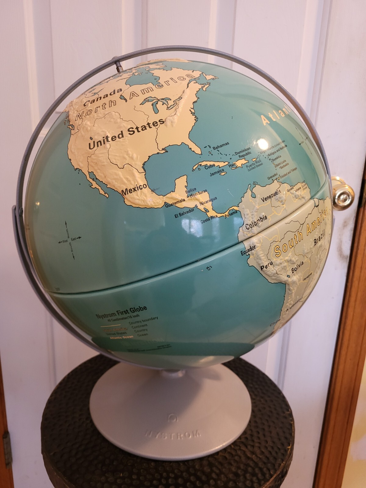 NYSTROM First Globe Herff Jones Raised Relief 16" Diameter Double Axis Map 31-47