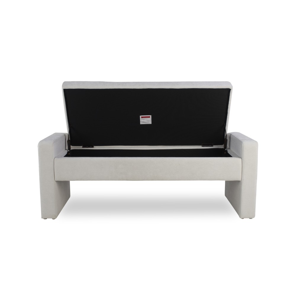 50" Modern Upholstered Storage Bench with Tufted Seat, Fabric Ottoman Bench