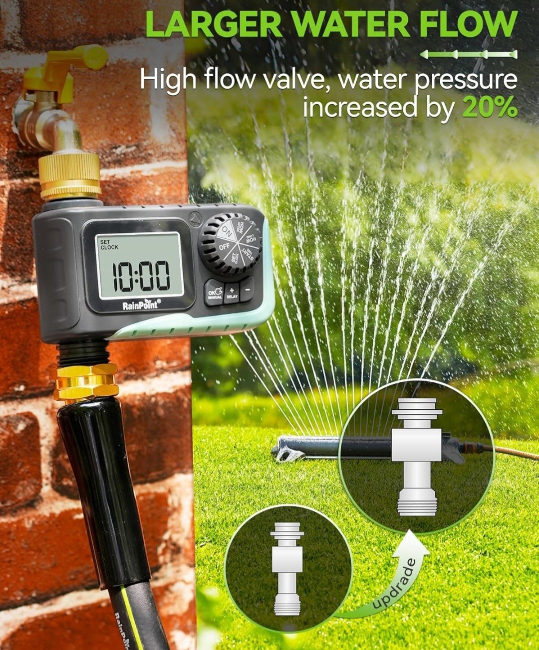 Rainpoint Sprinkler Timer With Brass Swivel