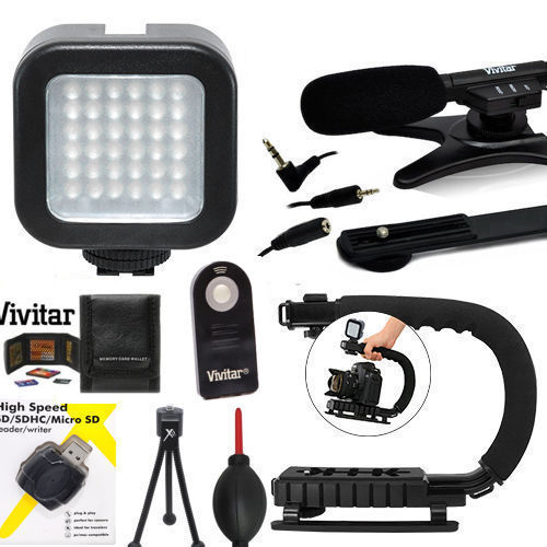VIDEO LED LIGHT + VIDEO GRIP + ZOOM MICROPHONE FOR NIKON D3100 D3400 D3500 D5600