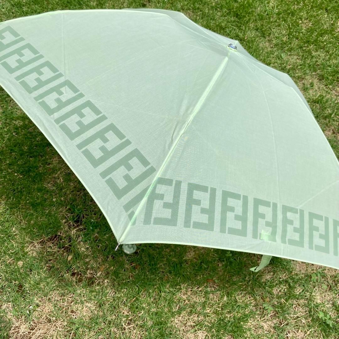 Fendi Foldable Umbrella Zucca Green Lightweight Compact Ready Genuine