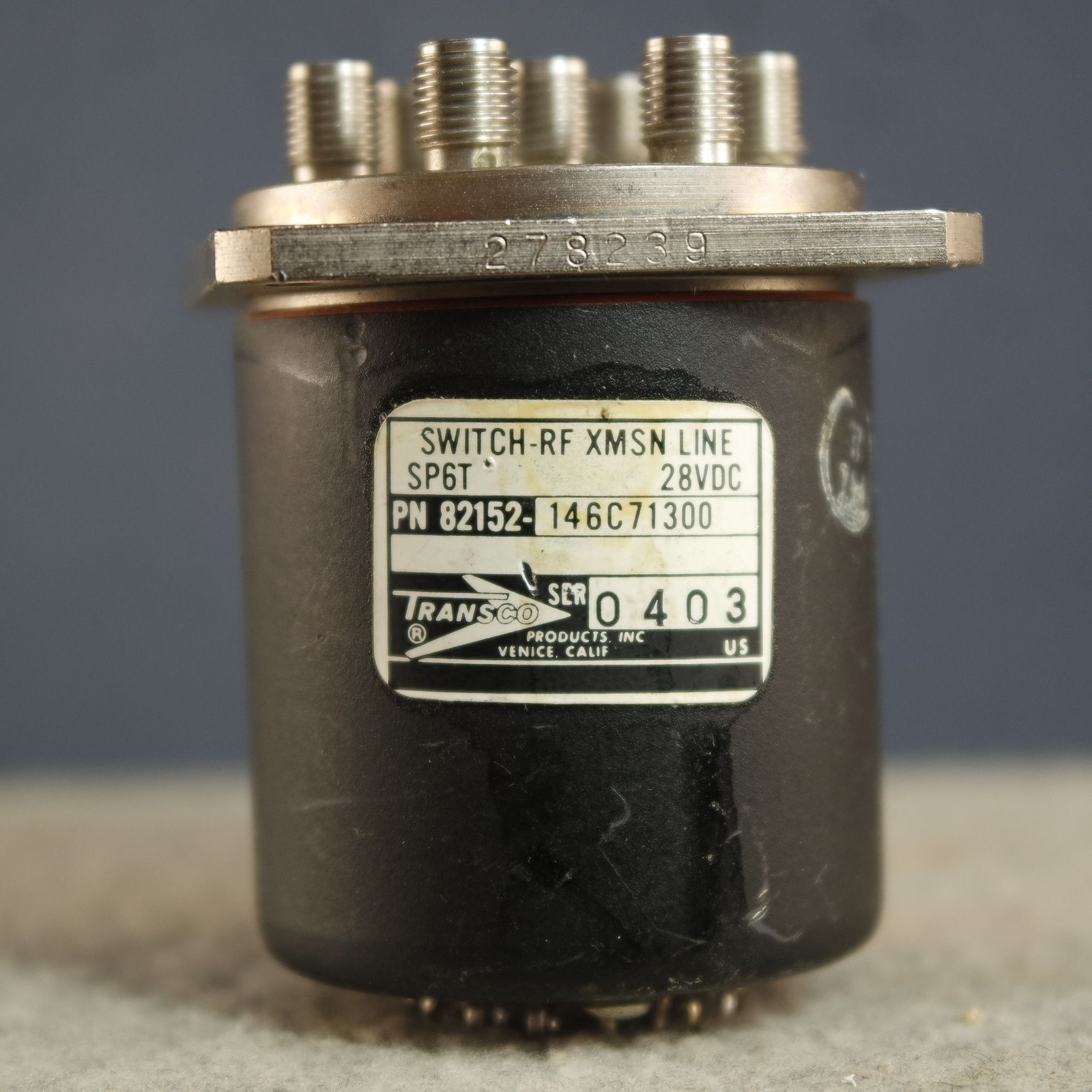 Transco SP6T 1 to 6 Connections SMA RF Relay 28 VDC Coil Switch Status Feedback