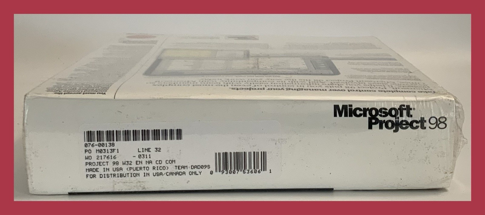 Microsoft Project 98 Full Version For PC Project Mgmt Software - NEW SEALED BOX