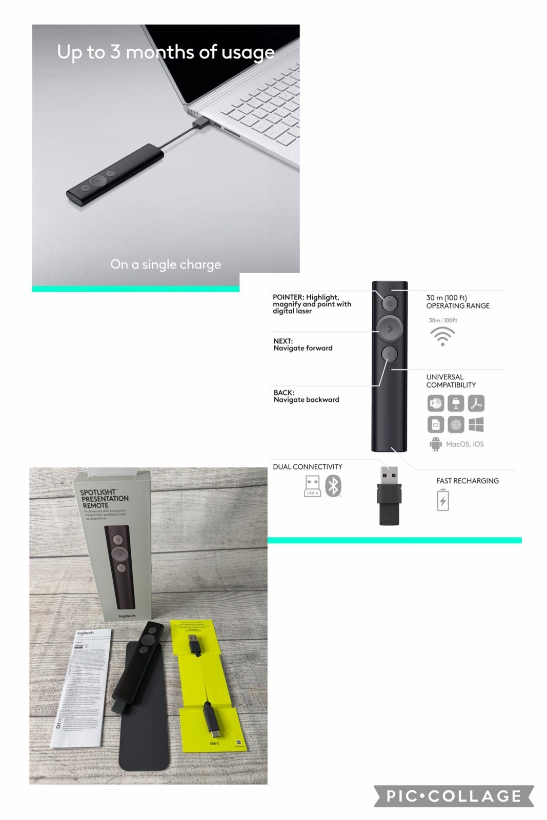 Logitech Spotlight Universal Wireless Presentation Remote Laser - Black