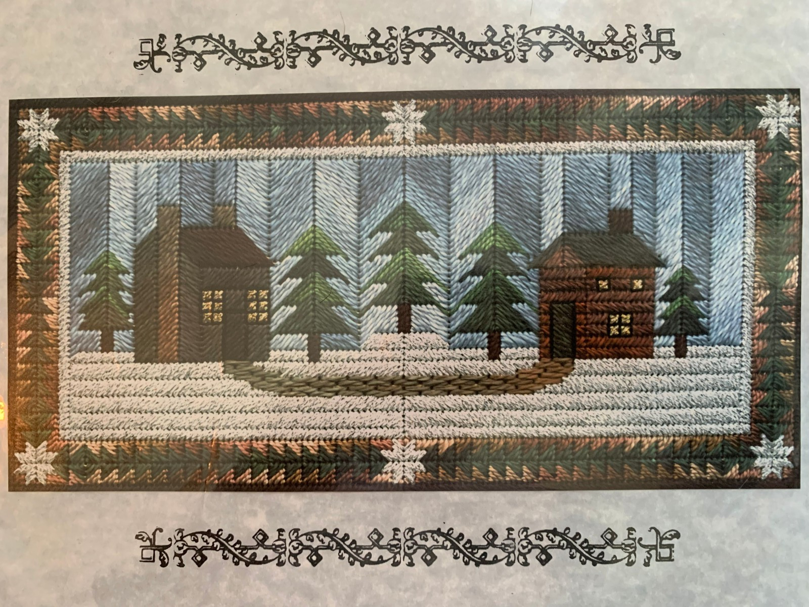 Two Cabins Needlepoint Pattern - Small Monthly Quilt Series From Nancy's Needle