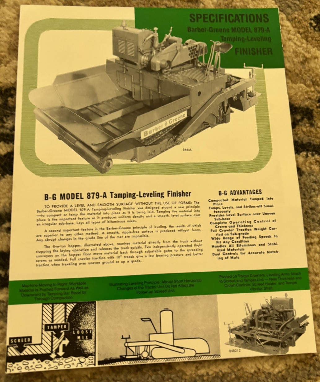 Barber Greene Model 879-A Finisher Brochure FCCA25